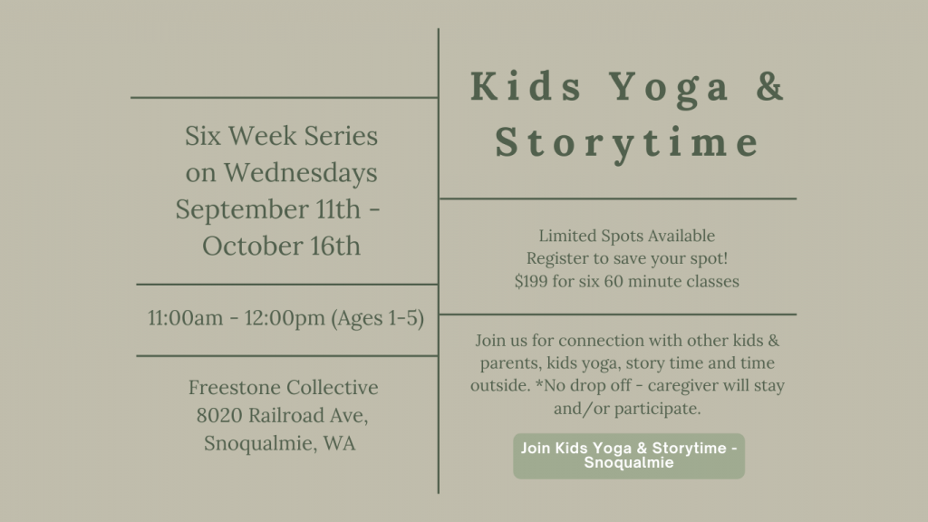 Kids Yoga & Mindfulness Storytime in Snoqualmie