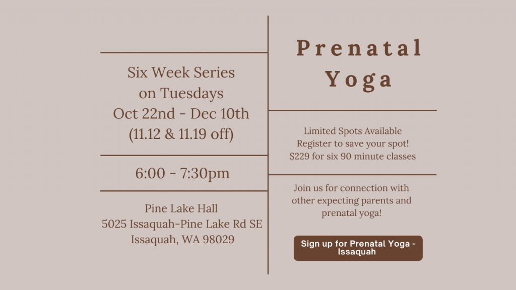 Prenatal Yoga Issaquah Schedule